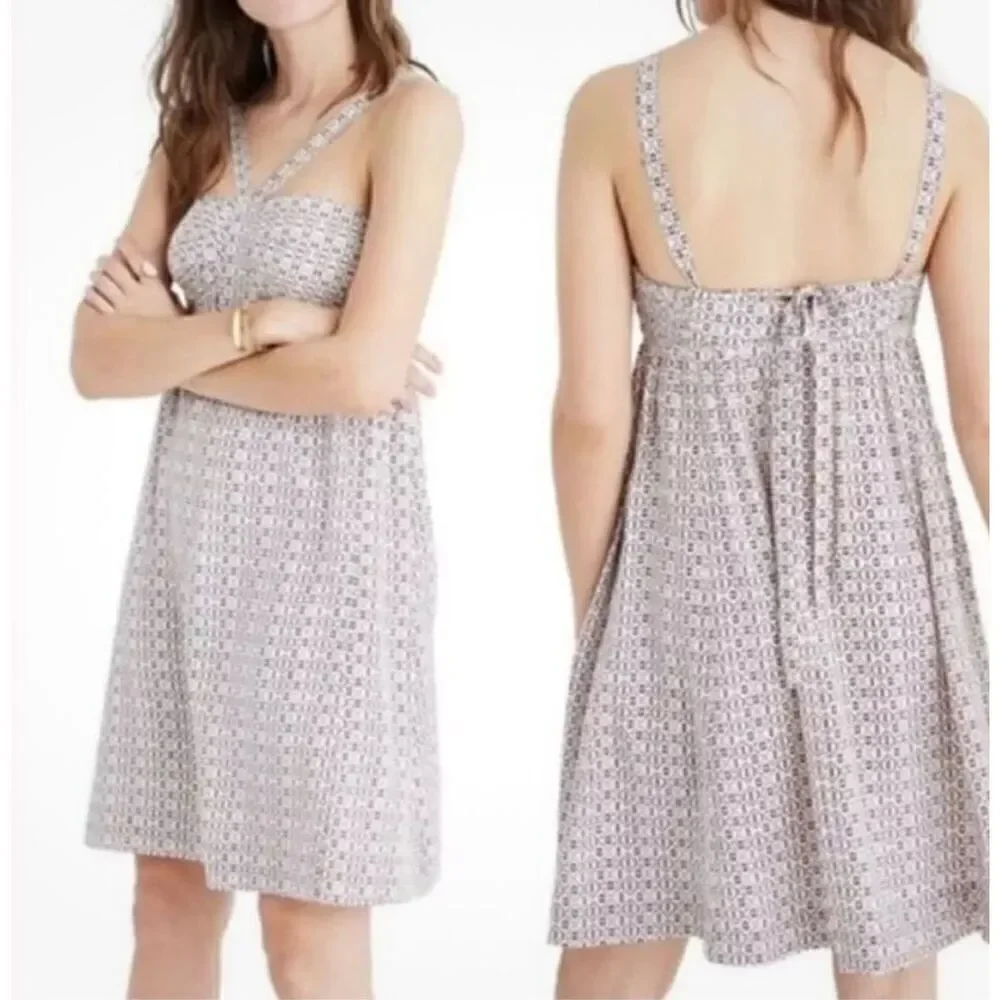 Madewell Silk Convertible Halter Dress Echo Grid Women’s Sz 0